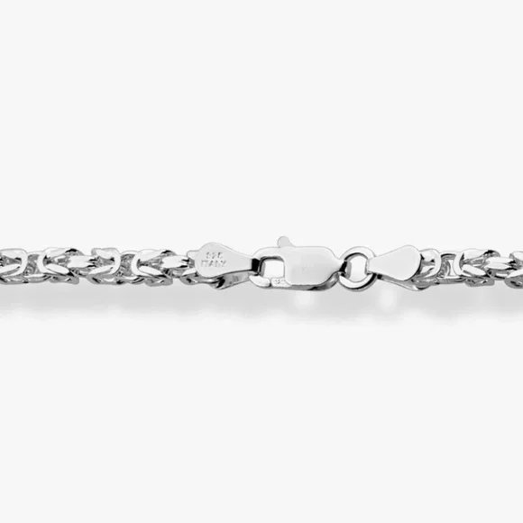 Italian Solid 925 Sterling Silver 3mm Square Byzantine Chain Unisex Necklace - Picture 8 of 12